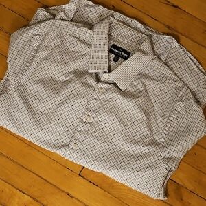 Express Men's White and Black Patterned Shirt